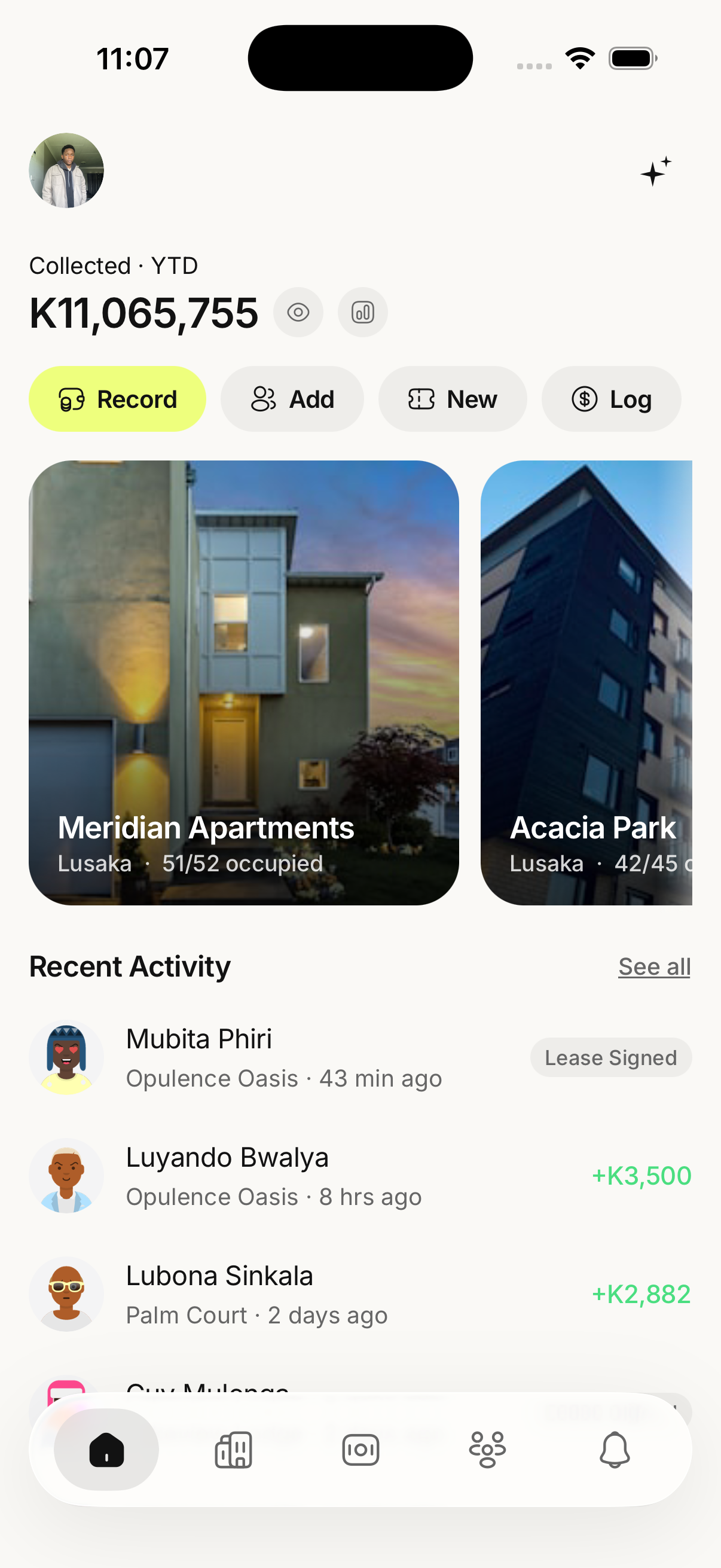 The Neumba iOS app home screen